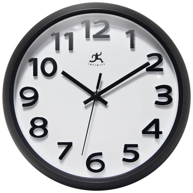 Raised Numeral Wall Clock Black Infinity Instruments