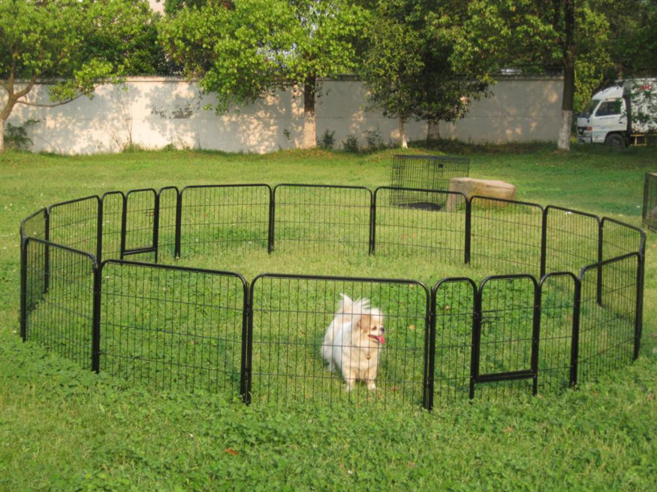 Dog Playpen 8 Panel Foldable Dog Pen Indoor/Outdoor Puppy Pen Pet Playpen for Large Dogs Heavy Duty Metal Exercise Fence for Small Animals with Door for Garden Play Yard 23.6 Black