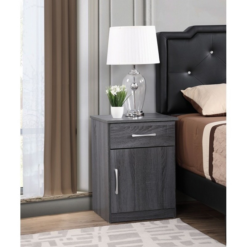 Alston 1 drawer and Cabinet Wood Nightstand