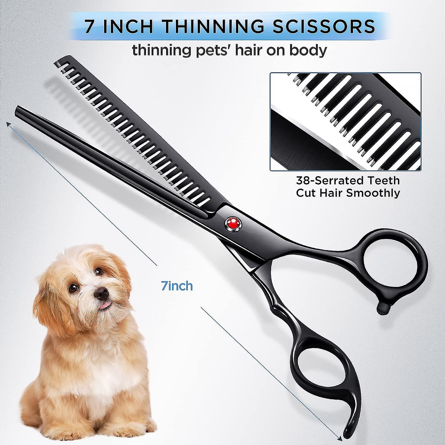 4cr Stainless Steel Safety Round Tip 6 In 1 Dog Grooming Scissors， Heavy Duty Titanium Coated Pets