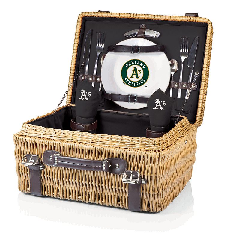 Picnic Time Oakland Athletics Champion Willow Picnic Basket with Service for 2