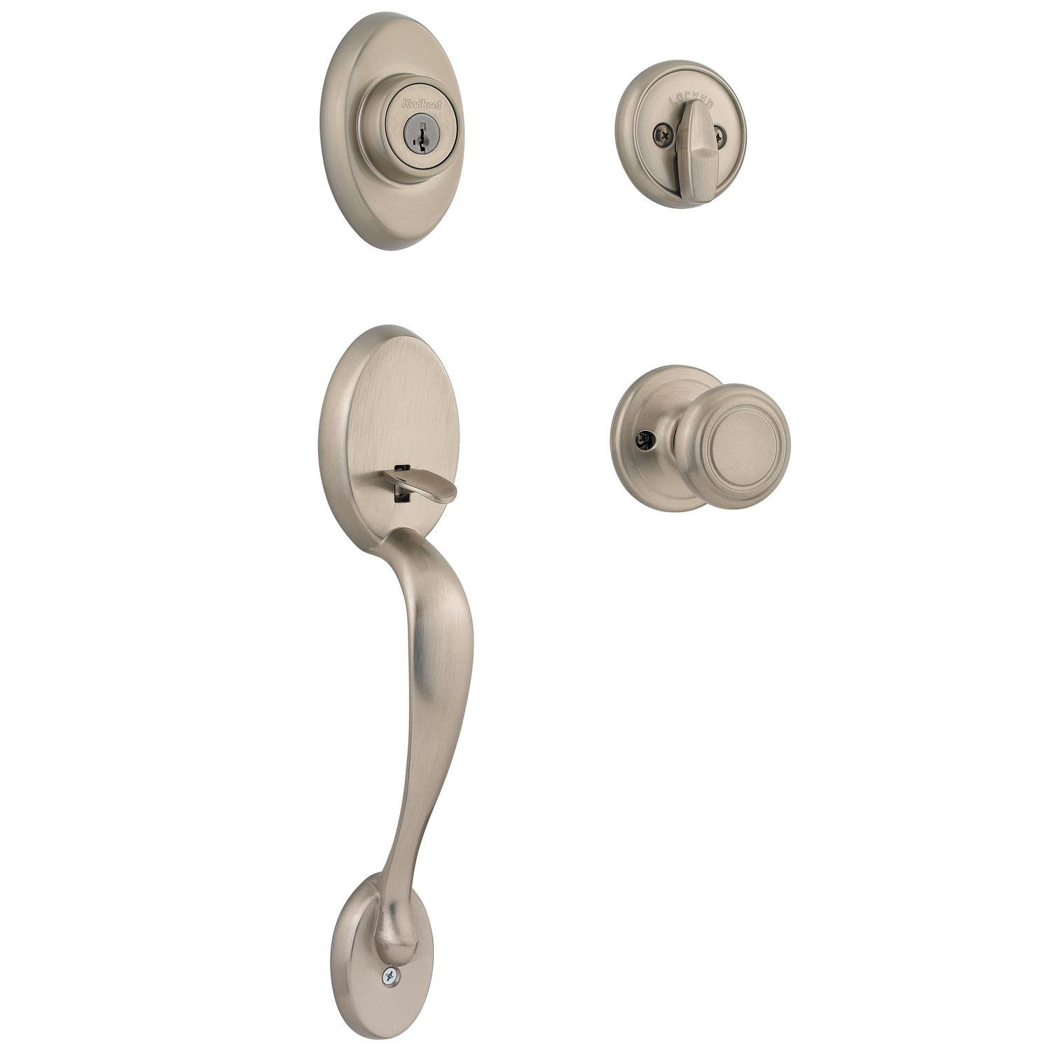 Kwikset SmartKey Chelsea/Cameron Satin Nickel Entry Handleset KW1 1-3/4 in.