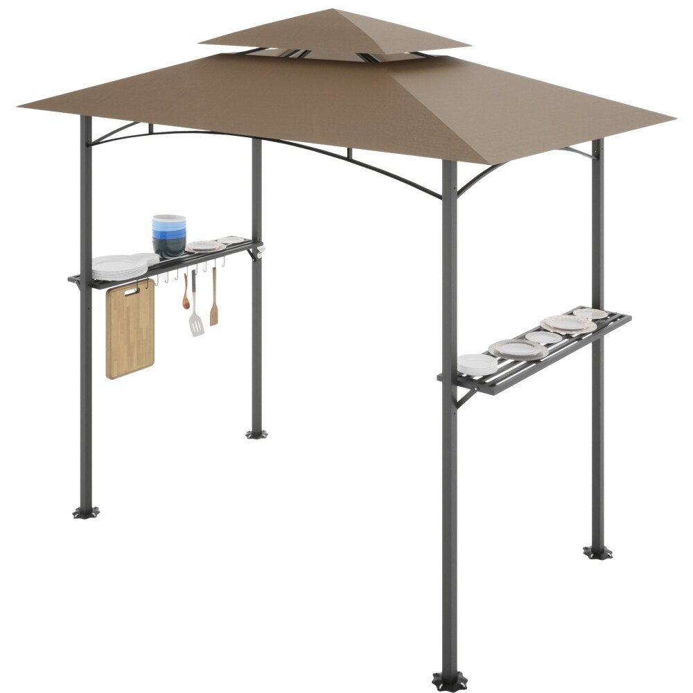 8x 5 ft Double Tiered Grill Gazebo Waterproof and Rip lock Fabric