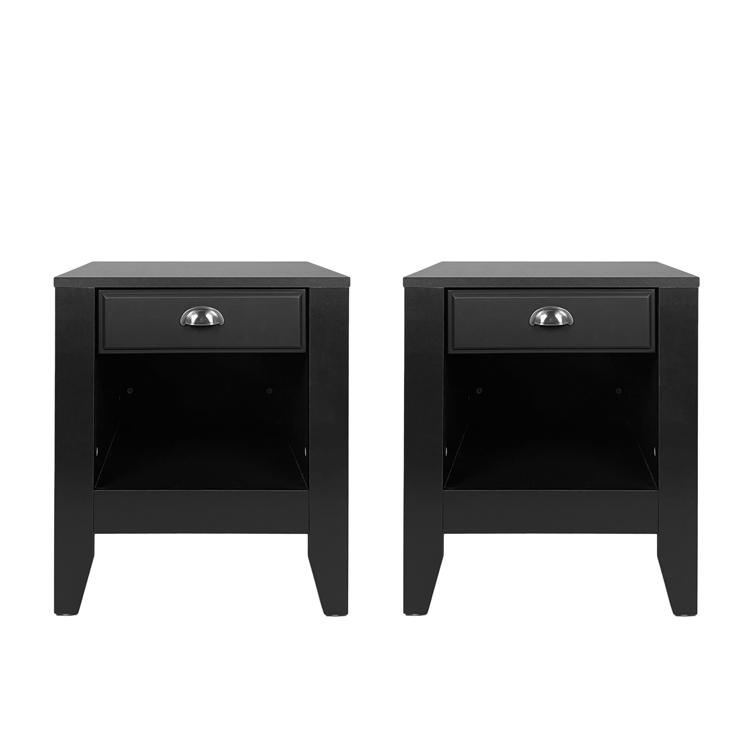 Cleary Contemporary Faux Wood Nightstands with Drawer, Set of 2