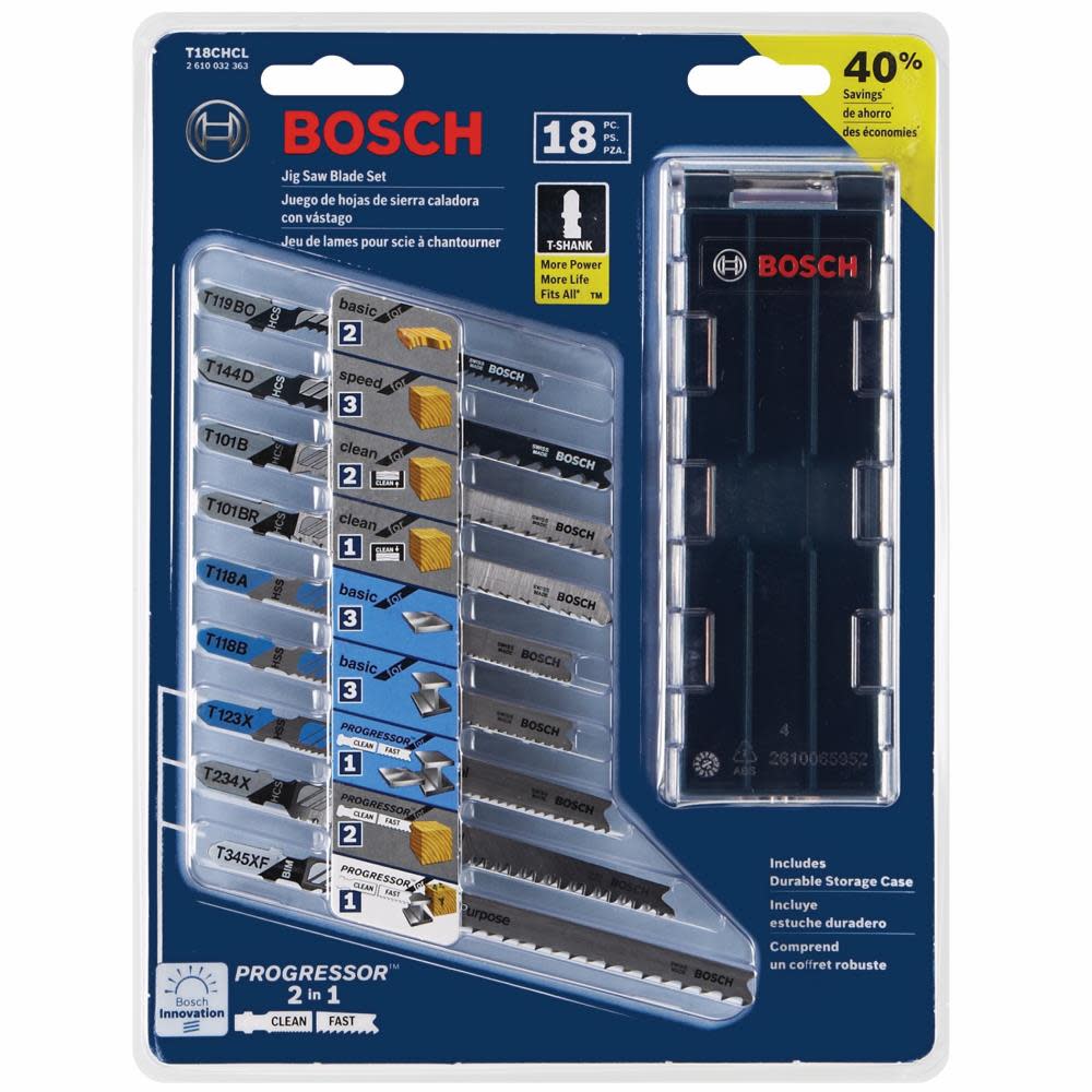 Bosch Jig Saw Blade Set 18pc T Shank Wood and Metal Cutting ;