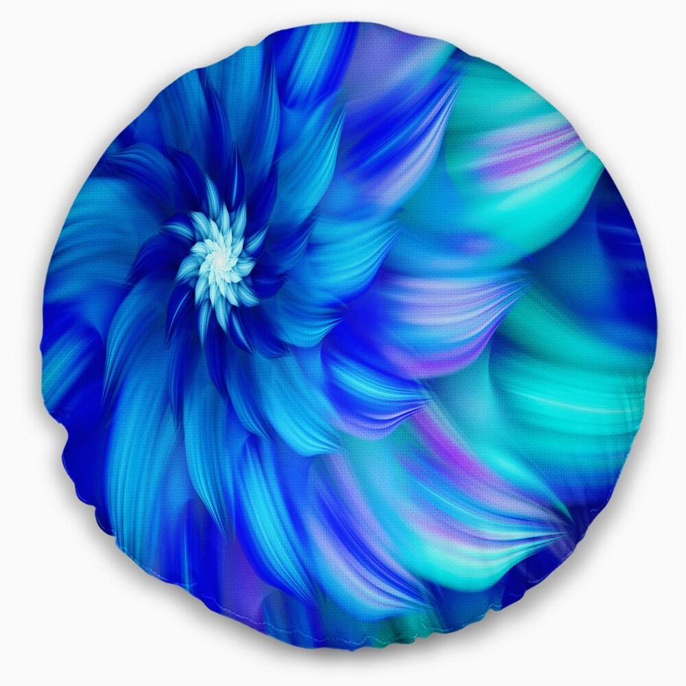 Designart 'Massive Blue Fractal Flower' Floral Throw Pillow