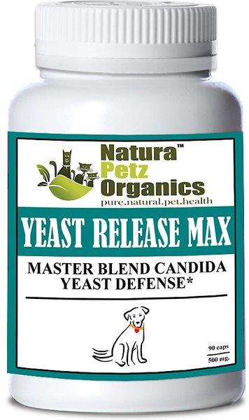 Natura Petz Organics Yeast Release Max Turkey Flavored Capsules Digestive Supplement for Dogs， 90 count