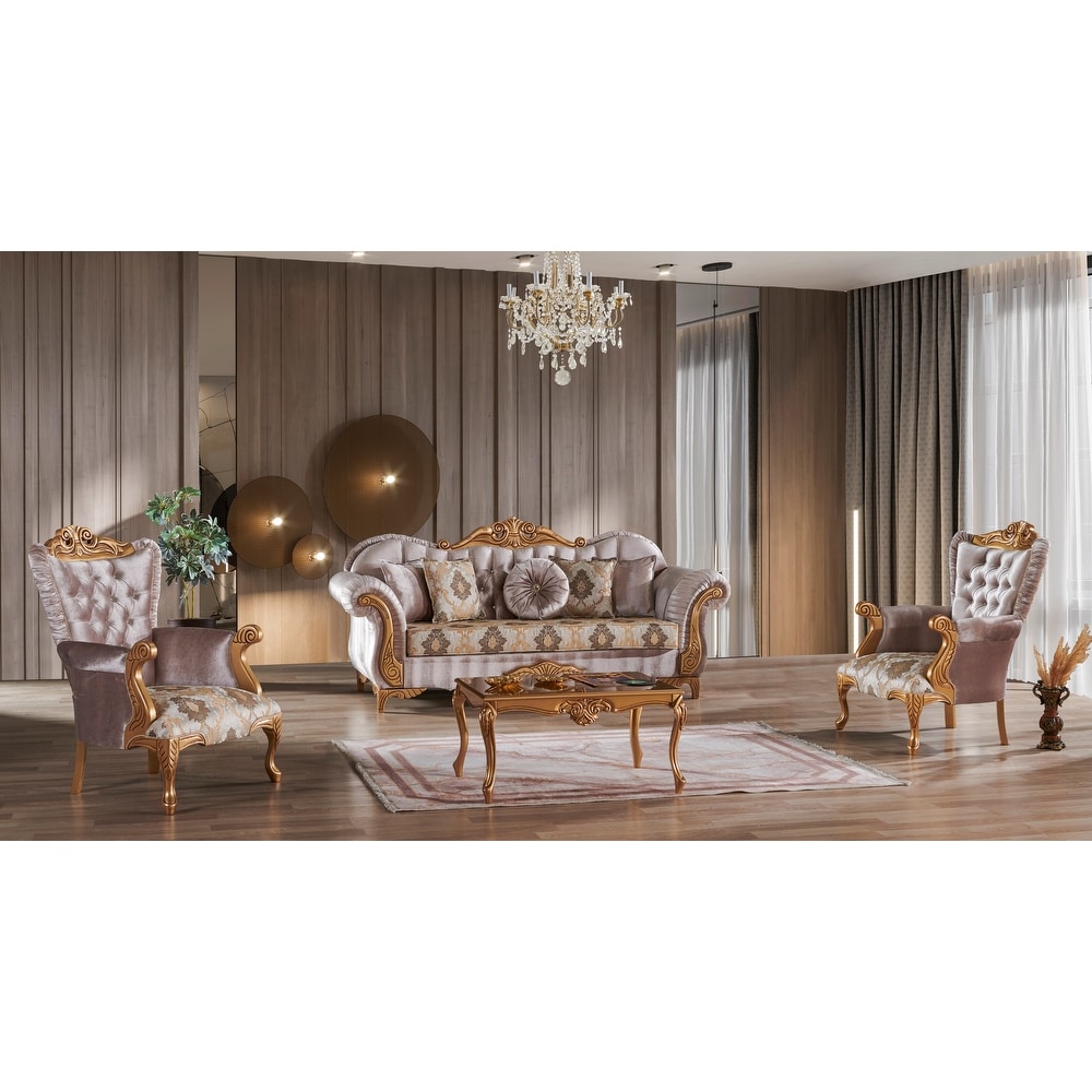 Sais Traditional Style 4 Pieces Living Room Set 1 Sofa 2 Chair 1 Coffe Table