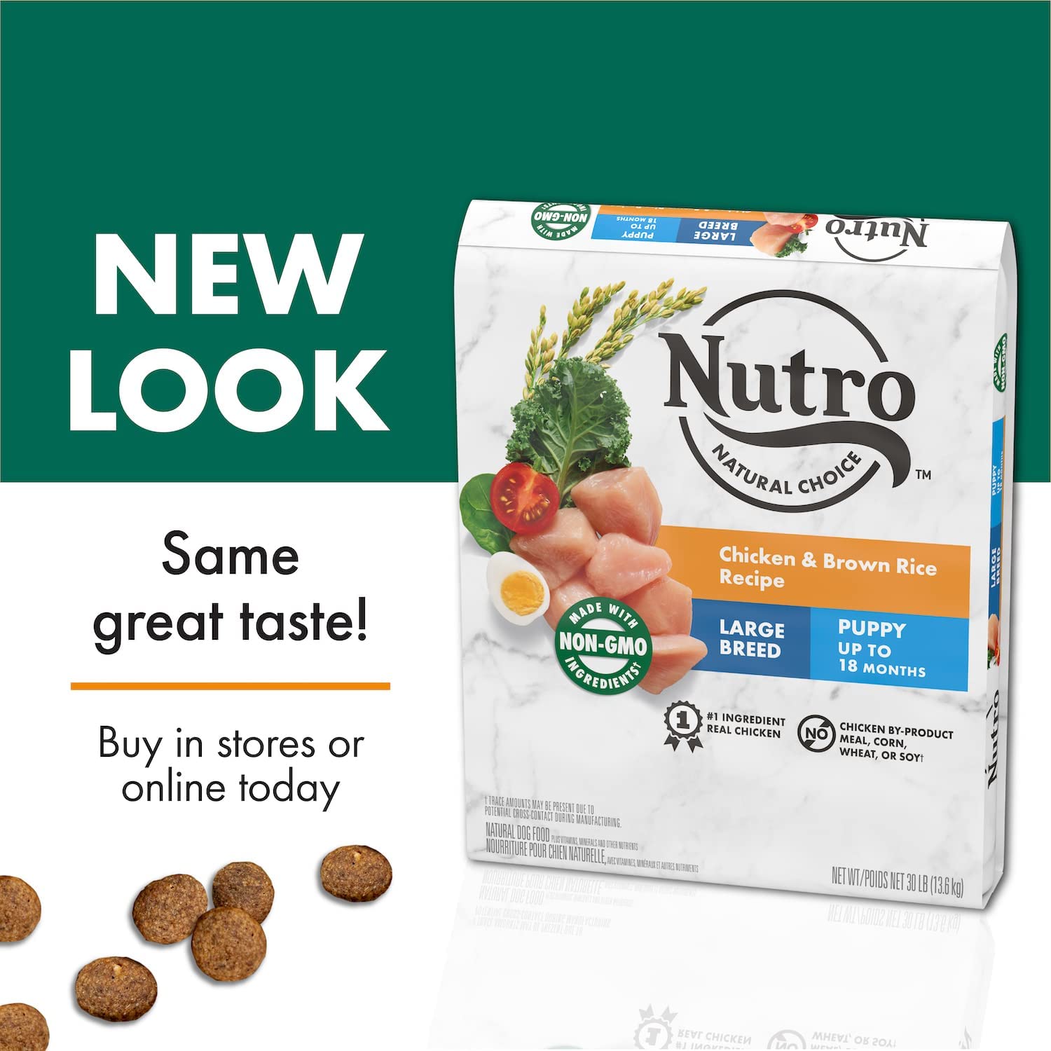 NUTRO NATURAL CHOICE Large Breed Puppy Dry Dog Food Chicken and Brown Rice Recipe 30 lb. bags