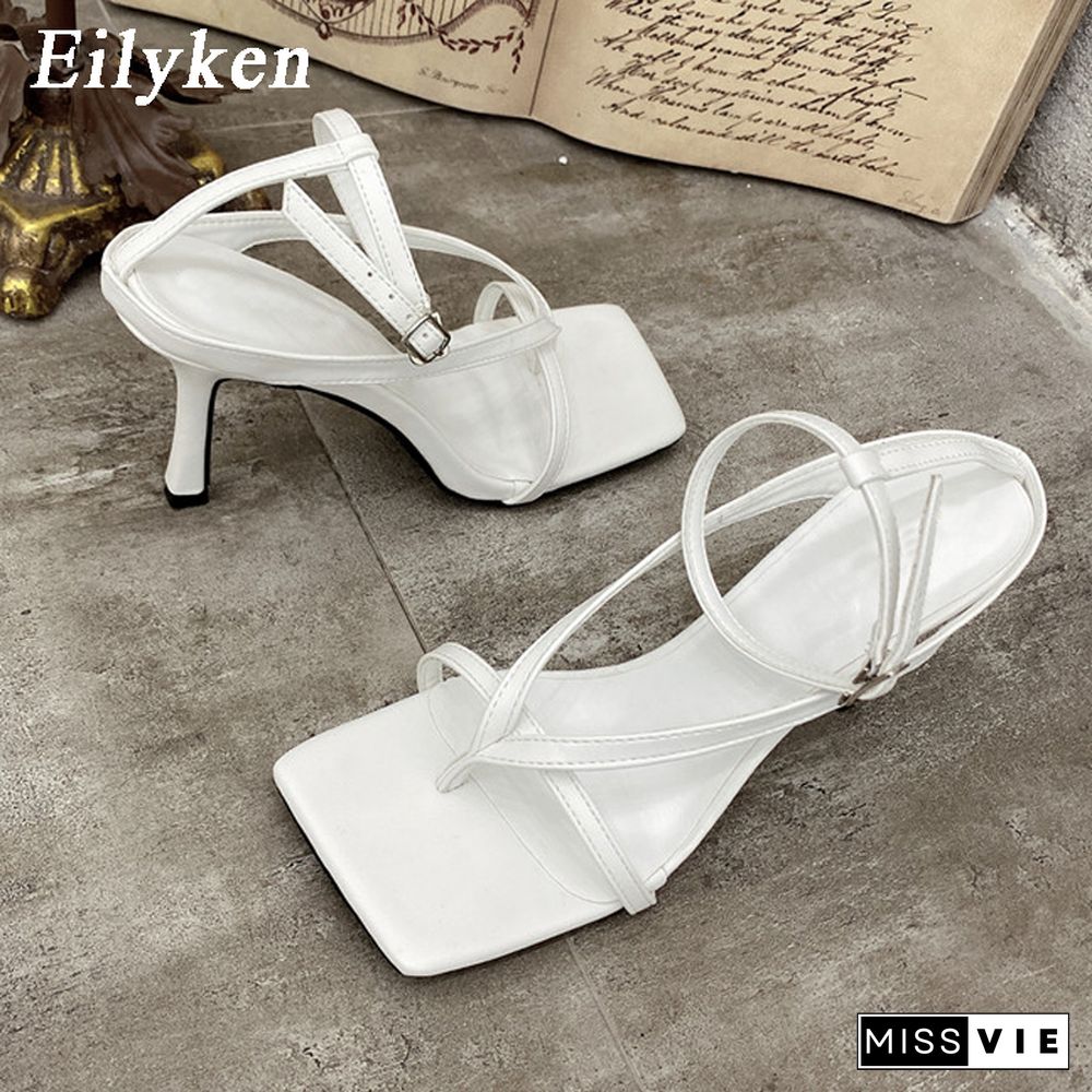 Eilyken Ankle Strap Women Sandals Fashion Brand Thin High Heel Gladiator Sandal Shoes Narrow Band Party Dress Pump Shoes