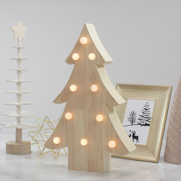 Lighted 3d Wooden Christmas Tree Tabletop Decor