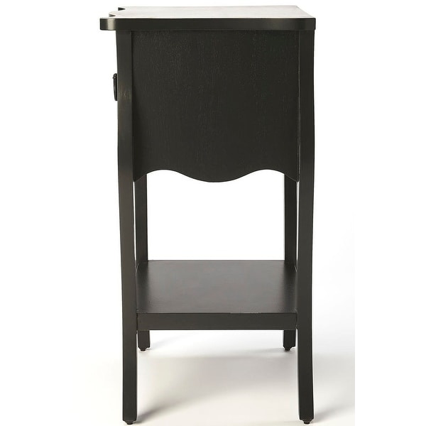 Transitional Black Wooden Rectangular End Table