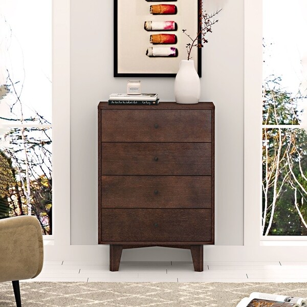 Dresser for Bedroom with 4/5 Drawers， Modern Tall Chest of Drawer Wooden Storage Cabinet Organizer for Bedroom， Living Room - - 37853234