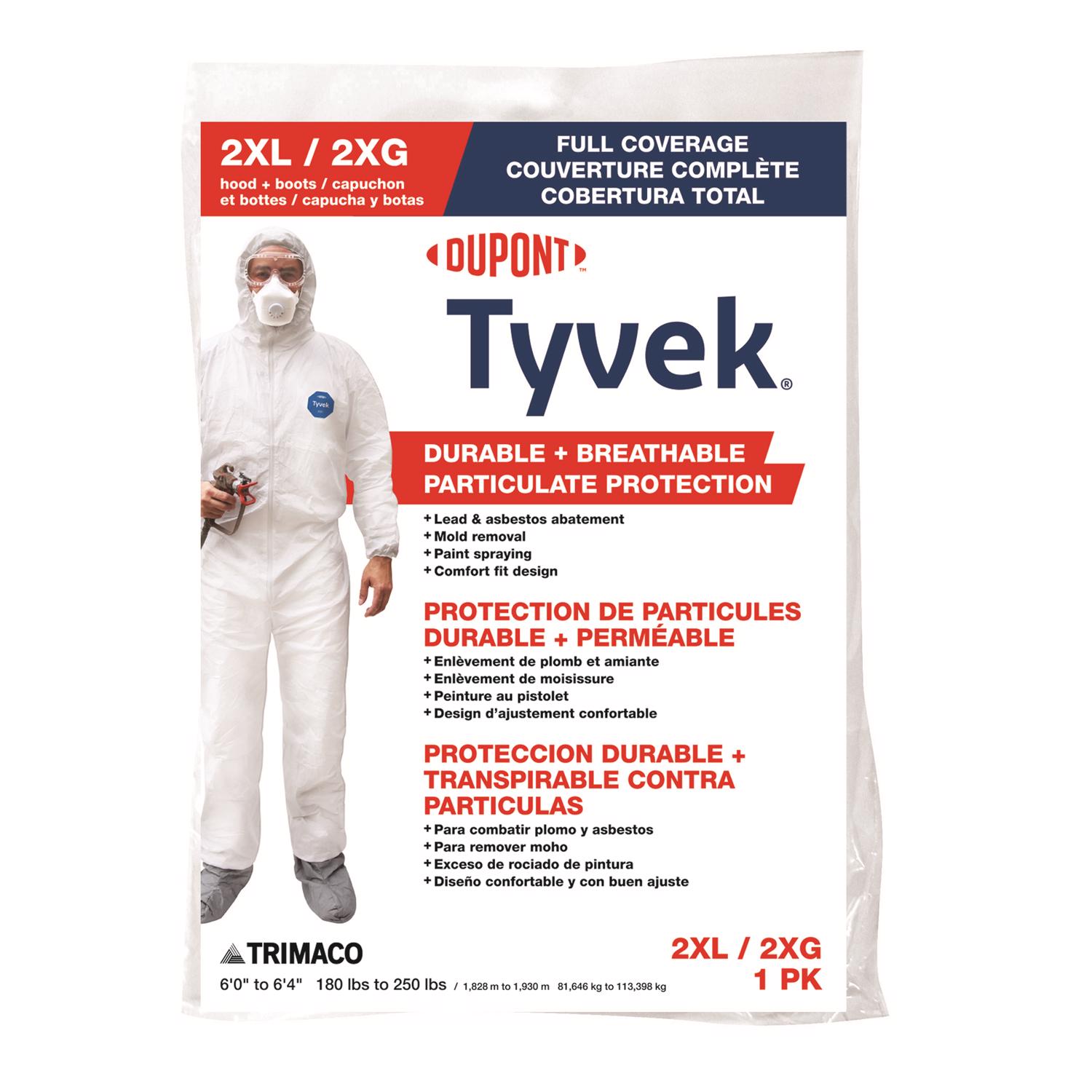 Dupont Tyvek Tyvek Coverall with Hood and Boots White XXL 1 pk