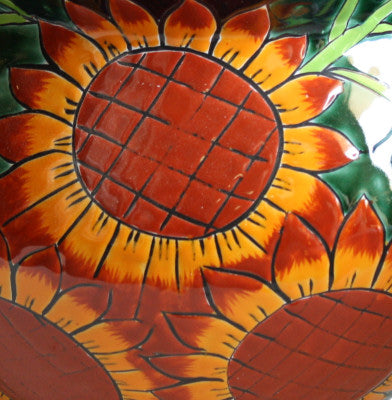 Large-Sized Sunflower Mexican Colors Talavera Ceramic Garden Pot