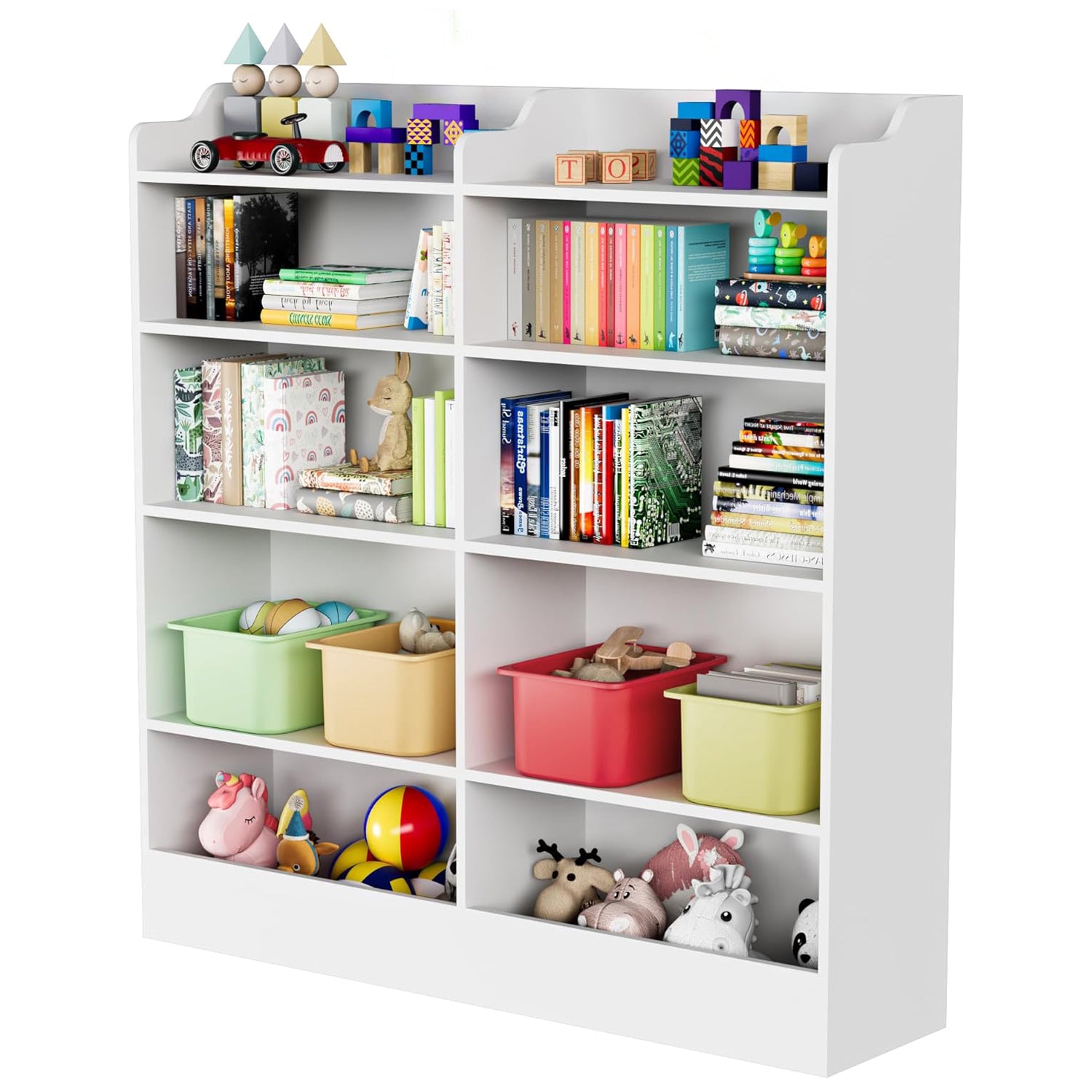 5 Tier Kids Bookshelf Wooden Book and Toy Storage Cabinet