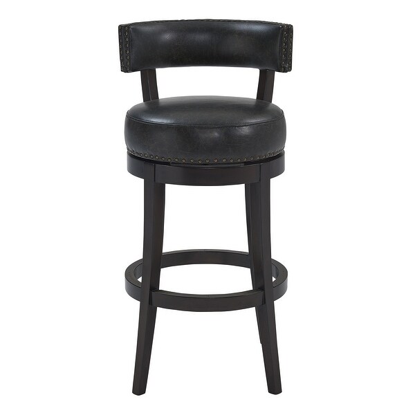 Corbin Wood Swivel Faux Leather Stool