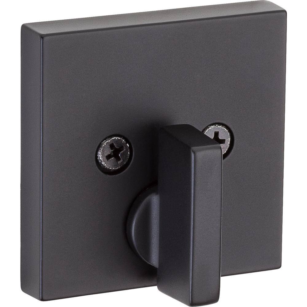 Kwikset Downtown Low Profile Iron Black Square Single Cylinder Contemporary Deadbolt featuring SmartKey Security 258SQT514SMT