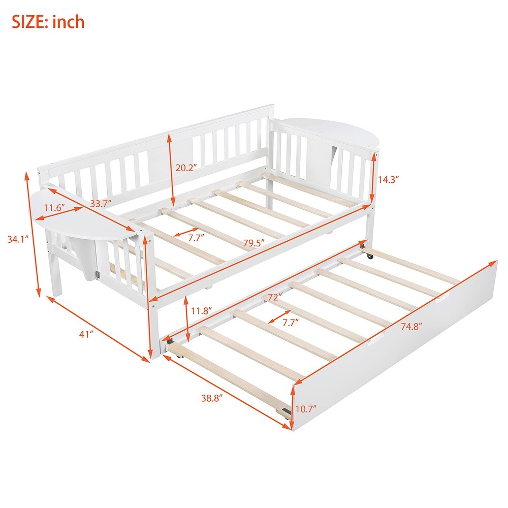 Merax Wooden Daybed with Twin Trundle Bed