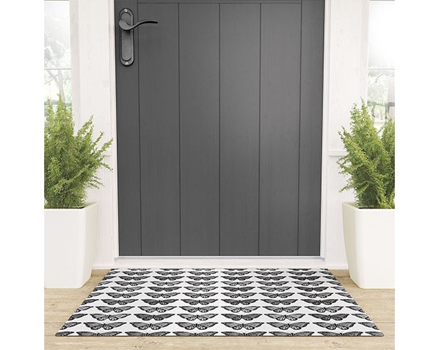 Avenie Monarch Butterfly Black And White Looped Vinyl Welcome Mat Society6