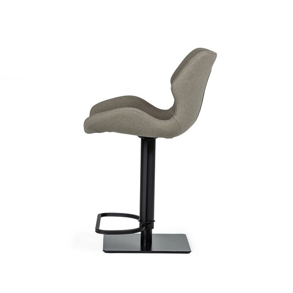 Modrest Jaffee Industrial Grey Eco-Leather Bar Stool