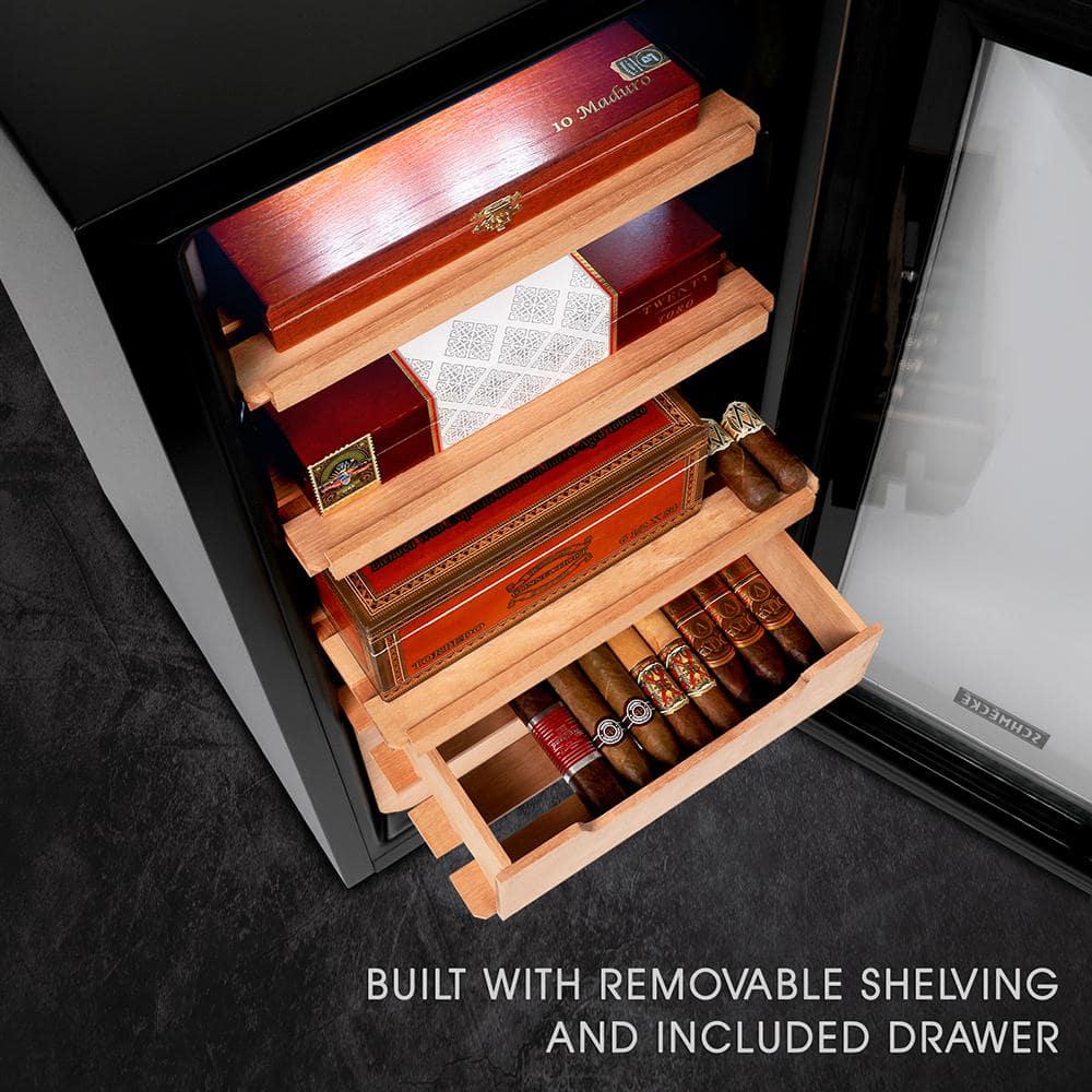 Schmecke 250Piece Cigar Cooler Humidor with Spanish Cedar Wood Shelves with Built in Digital Hygrometer Chiller