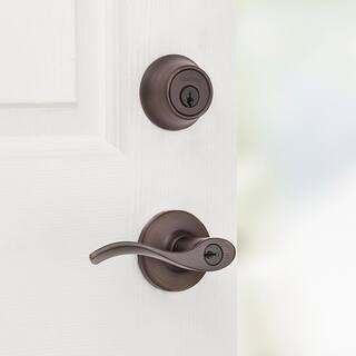 Kwikset Balboa Venetian Bronze Keyed Entry Door Handle and Single Cylinder Deadbolt Combo Pack with Pin  Tumbler feat. Microban 690BL11PCPK6