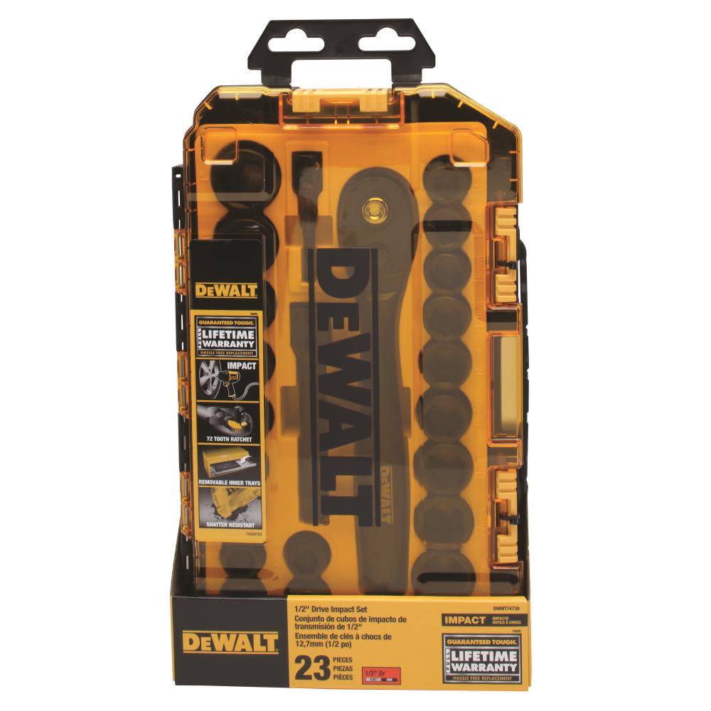 DEWALT Tough Box 23 pc. 1/2 Drive Impact Socket Set DWMT74739 from DEWALT