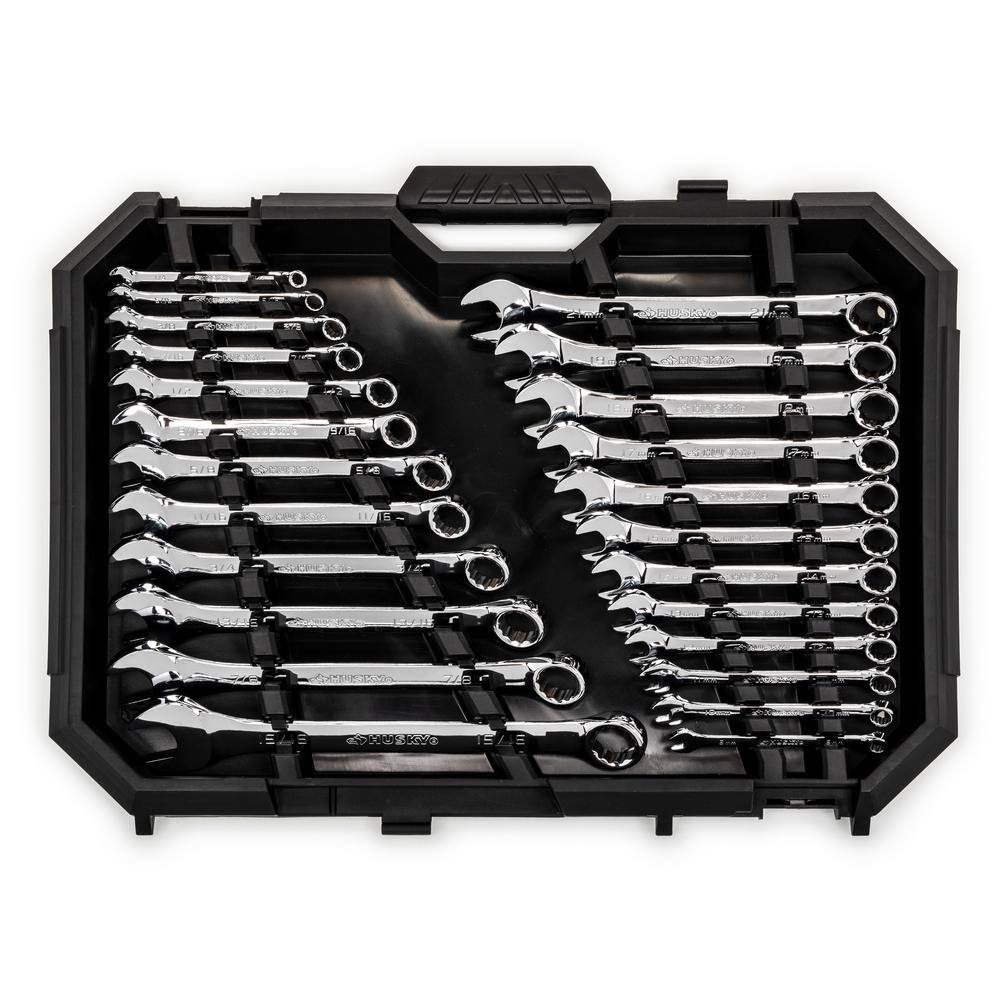 Husky SAEMM Combination Wrench Set (24-Piece) HCW24PCSM-05