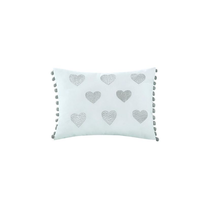 Mi Zone Jenna Metallic Heart Printed Comforter Set with Throw Pillow