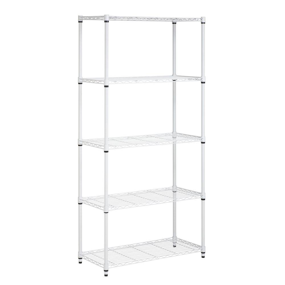 Honey-Can-Do White 5-Tier Heavy Duty Adjustable Steel Garage Storage Shelving Unit (36 in. W x 72 in. H x 16 in. D) SHF-09623