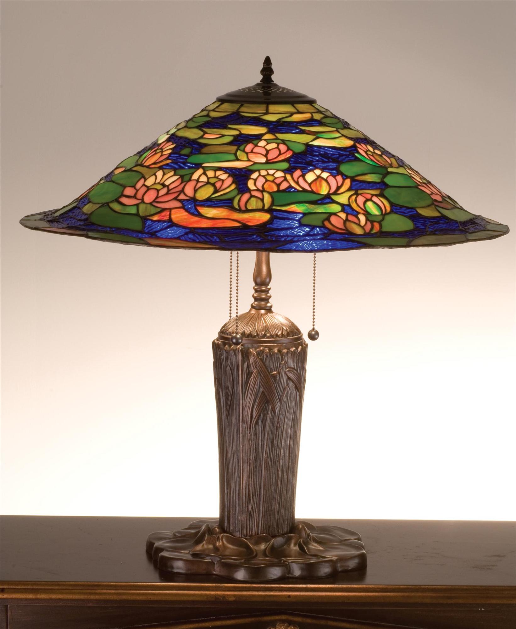 Meyda Tiffany 32300 Stained Glass / Tiffany Table Lamp From The Pond Lily Collection -