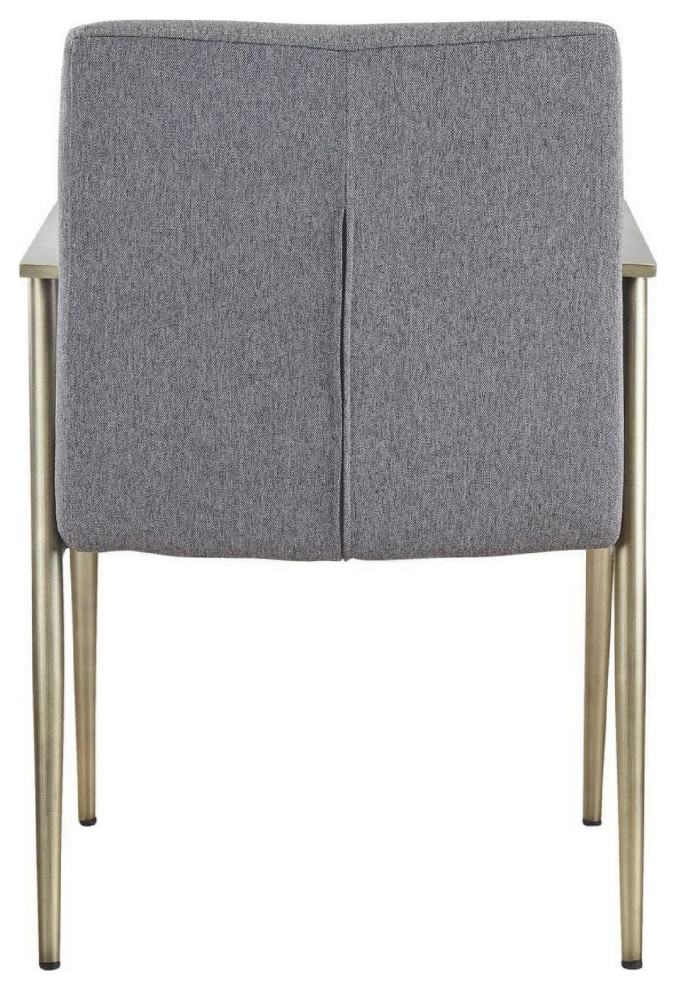 Benzara BM277336 Cid 24 quotDining Chair Armrest  Fabric Cushion Seat  Metal  Gray   Midcentury   Dining Chairs   by Uber Bazaar  Houzz