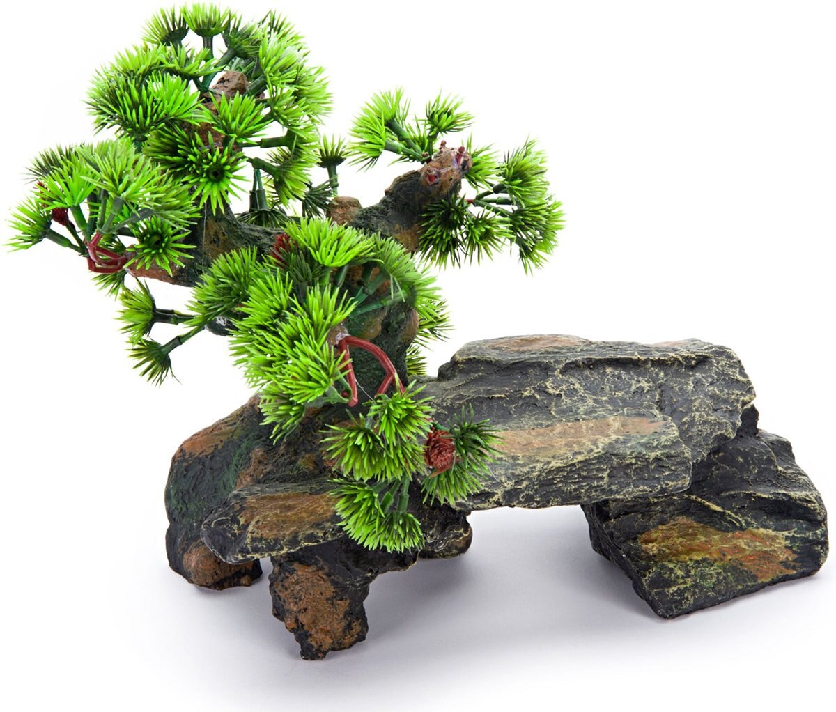 Penn-Plax Bonsai Tree On Rock Aquarium Ornament