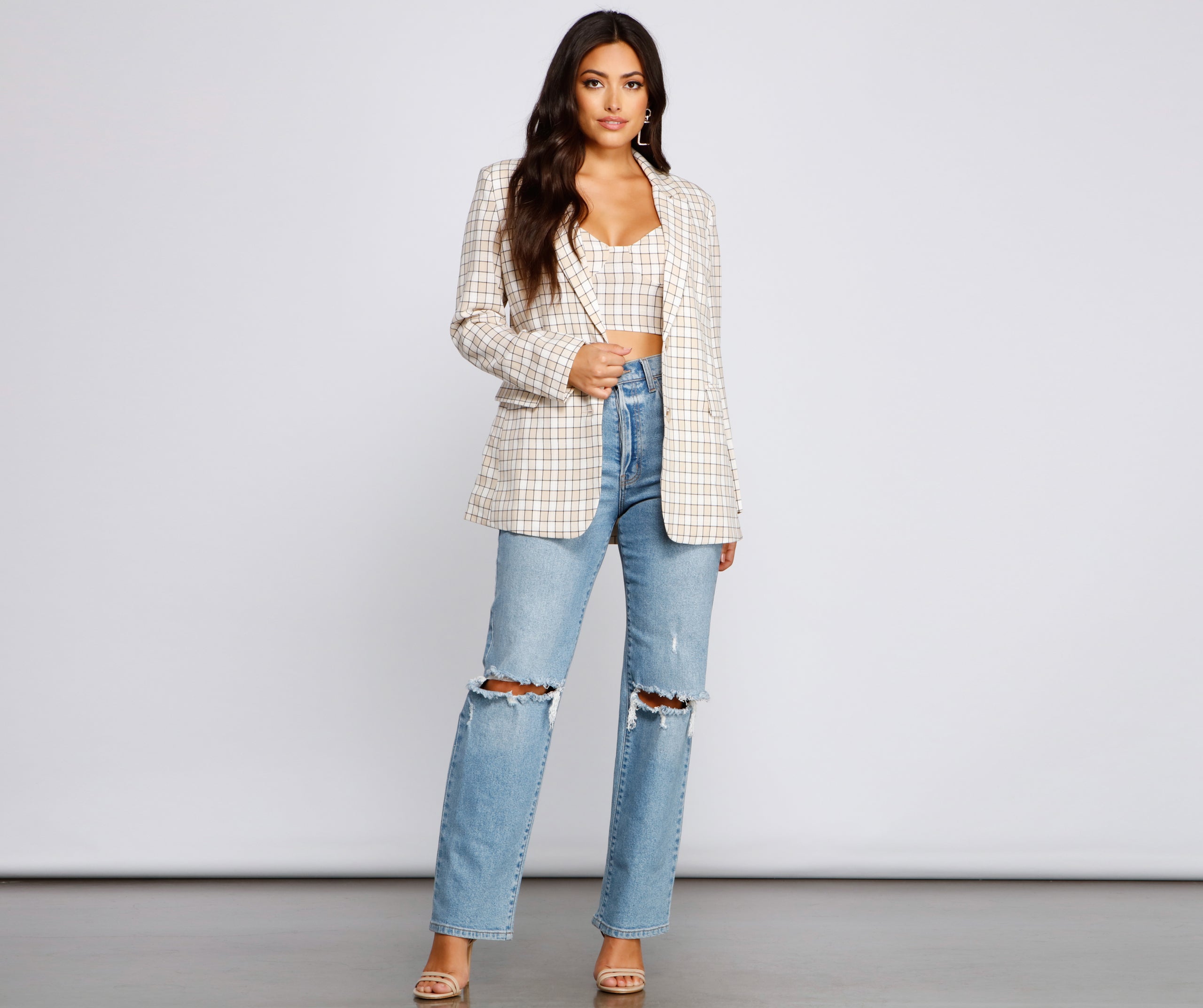 Polished Glam Oversized Plaid Blazer