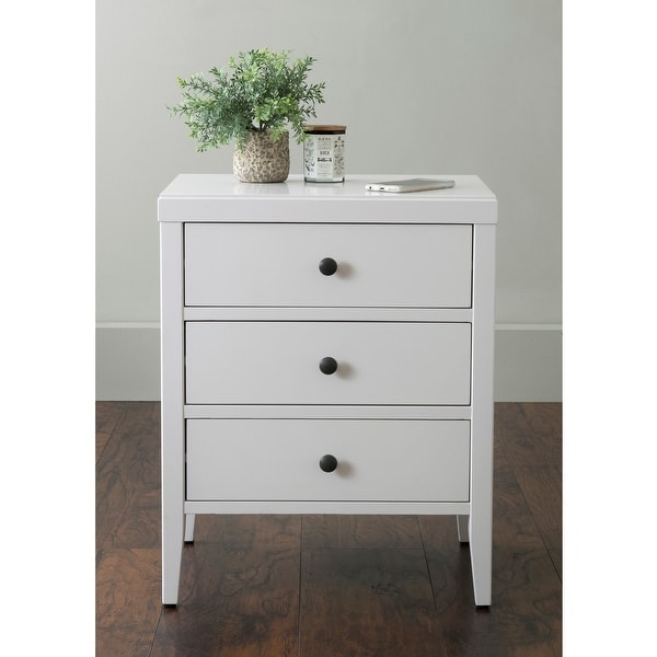 Painted Acacia Wood 3-Drawer Nightstand