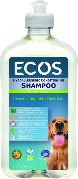 ECOS for Pets! Peppermint Scented Hypoallergenic Dog Conditioning Shampoo， 17-oz bottle