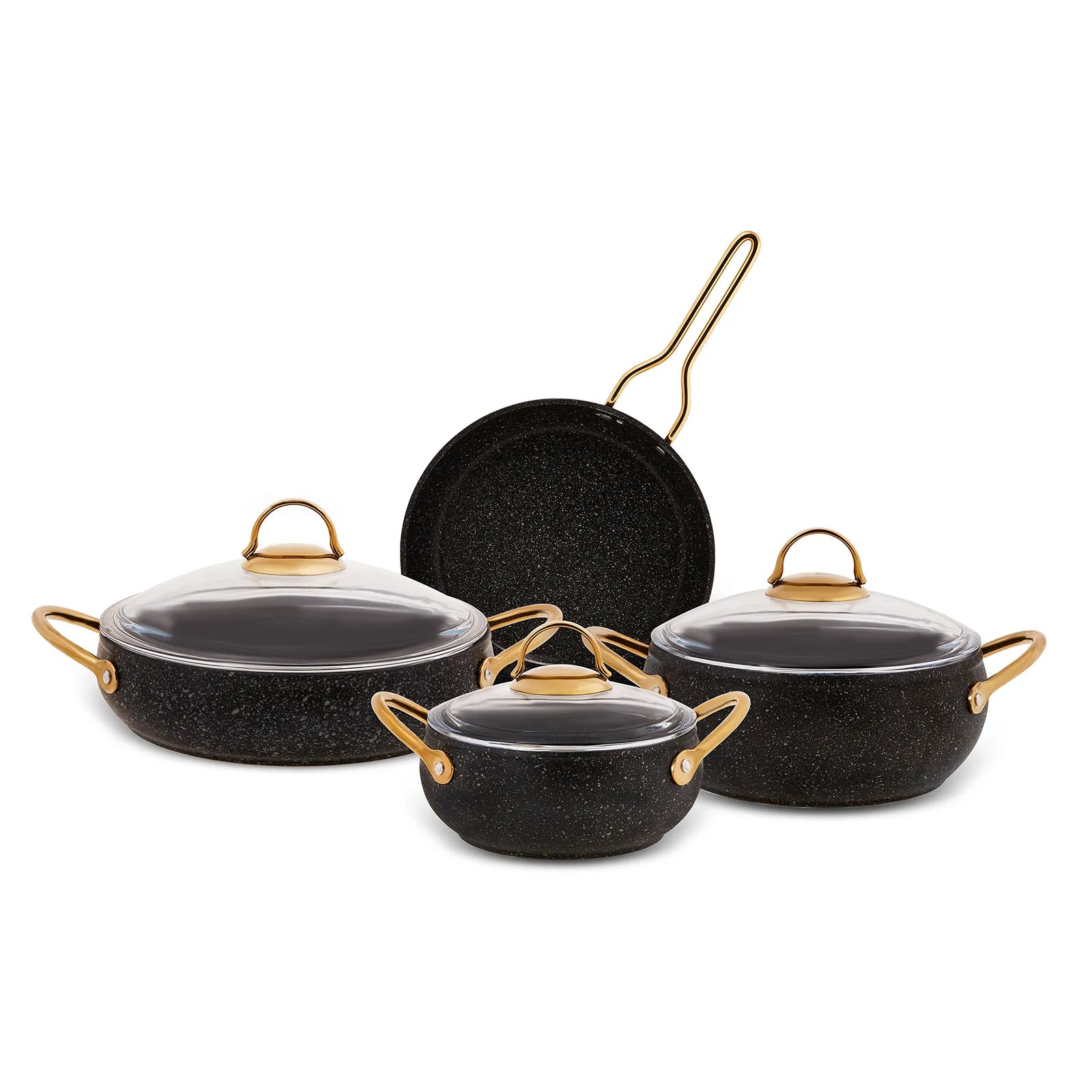 Karaca Avonos Black Gold Bio Granite 7 Piece Cookware Set 153.03.08.0579