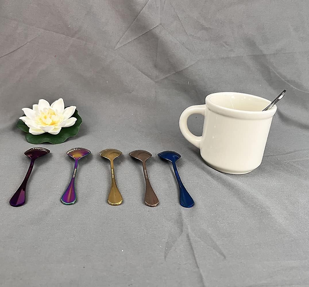 Shell Shape Tea Spoon Set， Colorful Stainless Steel Tea Dinner Table Mixing Spoon Kit， Dessert Coffee Sugar Spoon For Ice-cream， Milkshake， Coffee And