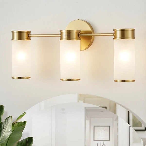 3-Light Vanity Light, Modern Bathroom Light Fixtures over Mirror Gold