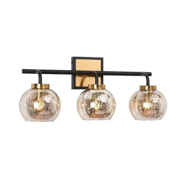 Modern Black Gold 2/3/4-Light Bathroom Mercury Glass Vanity Lights Wall Sconces