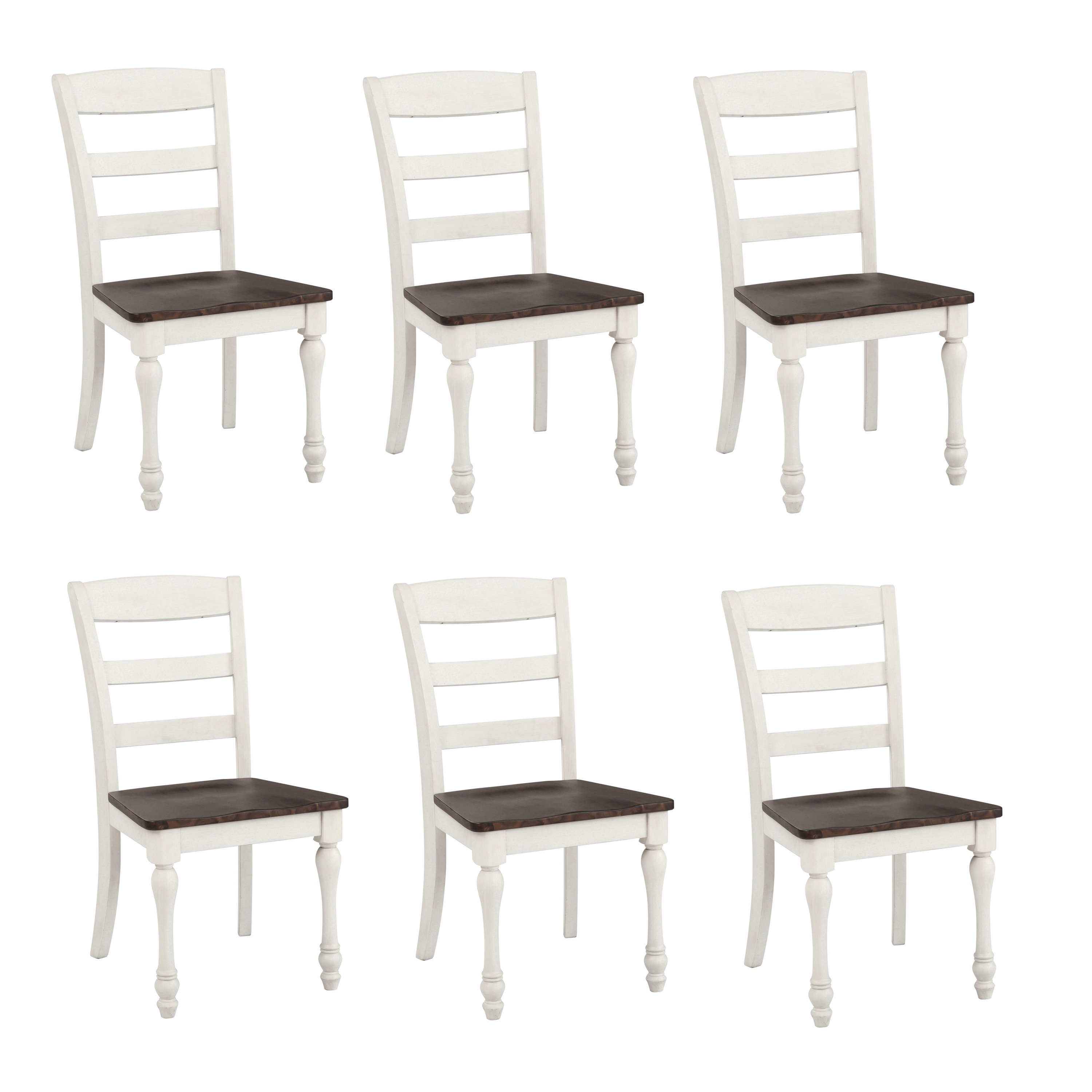 Bridgeview Dark Cocoa and Coastal White Ladder Back Dining Chairs (Set of 6)