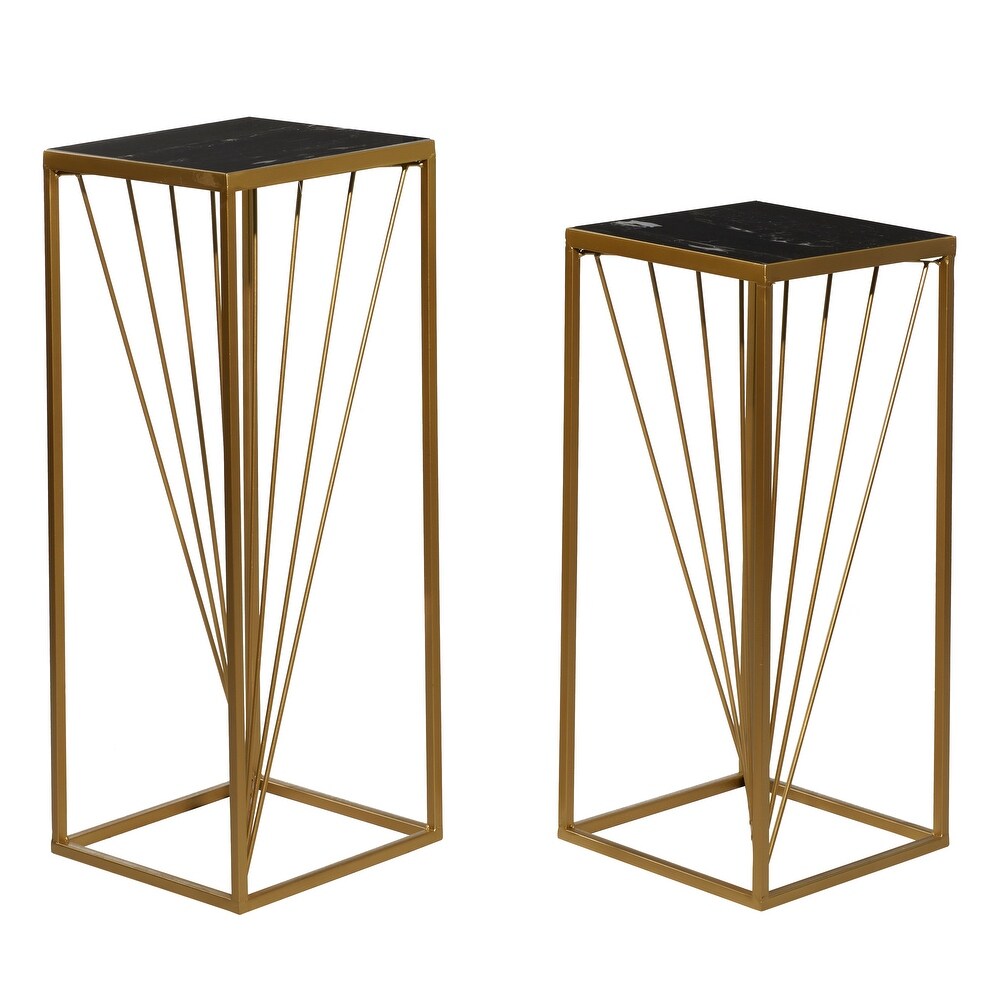 Gold Iron Contemporary Pedestal Table (Set of 2)   S/2 30\