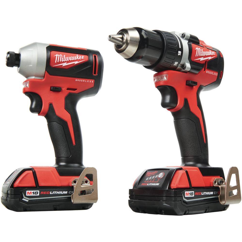 MW M18 18V Lithium-Ion Brushless Cordless Compact DrillImpact Combo Kit (2-Tool) W Titanium Drill Bit Set 2892-22CT-48-89-4631