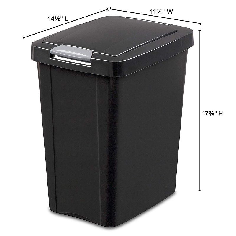 Sterilite 7.5 Gallon Touchtop Wastebasket With Titanium Latch， Black (4 Pack)