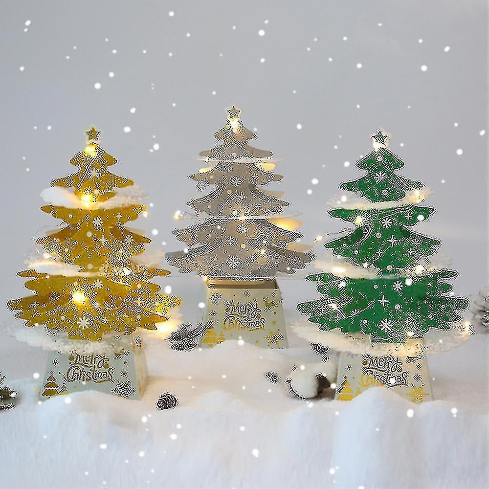 Christmas Ornaments Mini Desktop Christmas Card Ornament Shiny Christmas Tree With Lights Set