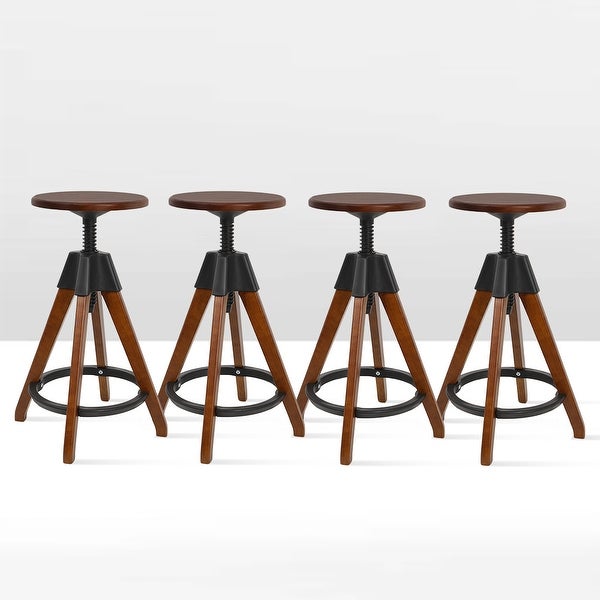 Swivel Adjustable Height Solid Wood Counter Stool - 27.6