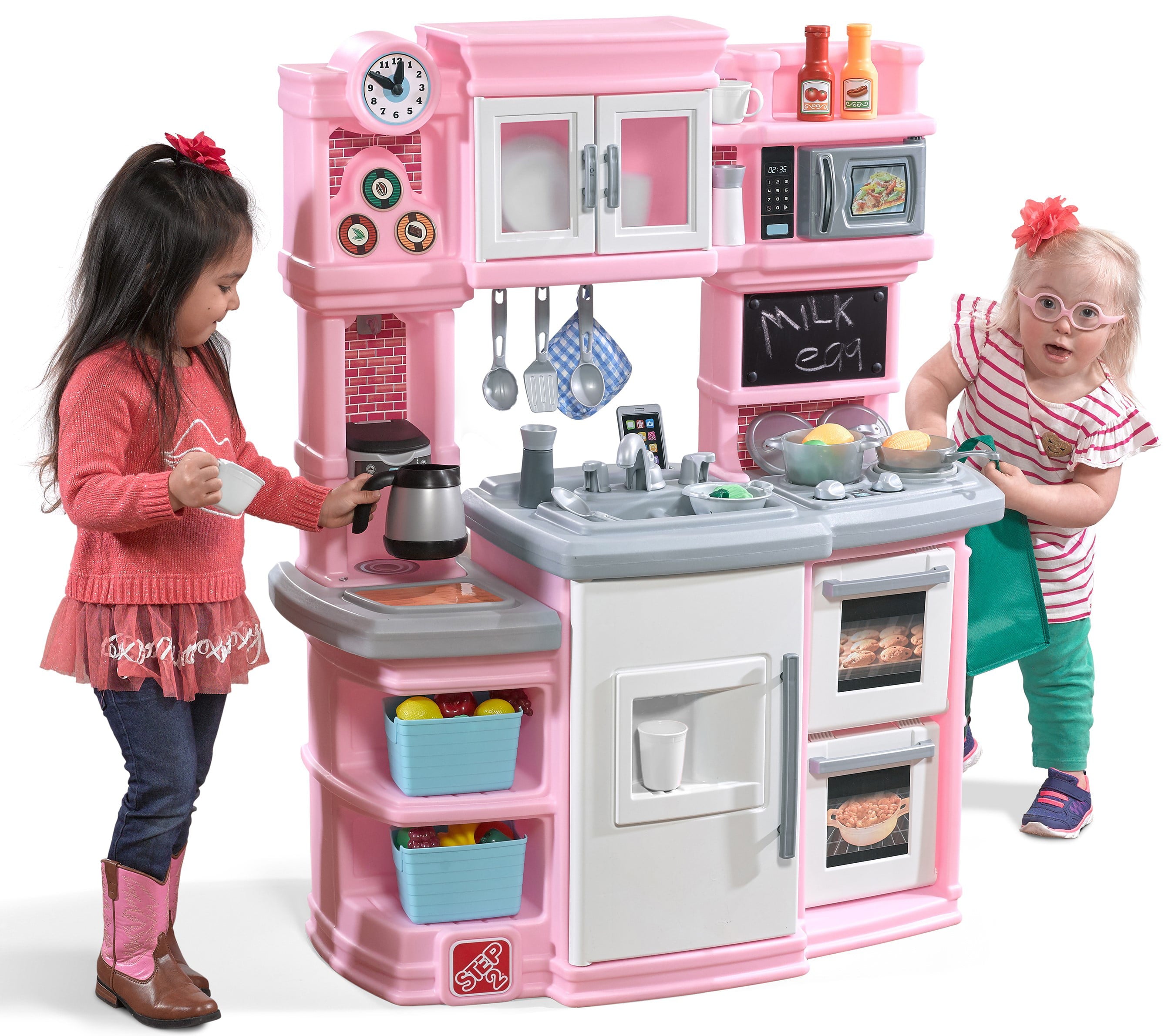 Step2 Great Gourmet Play Kitchen with Storage Bins and Accessory Play Set - Pink