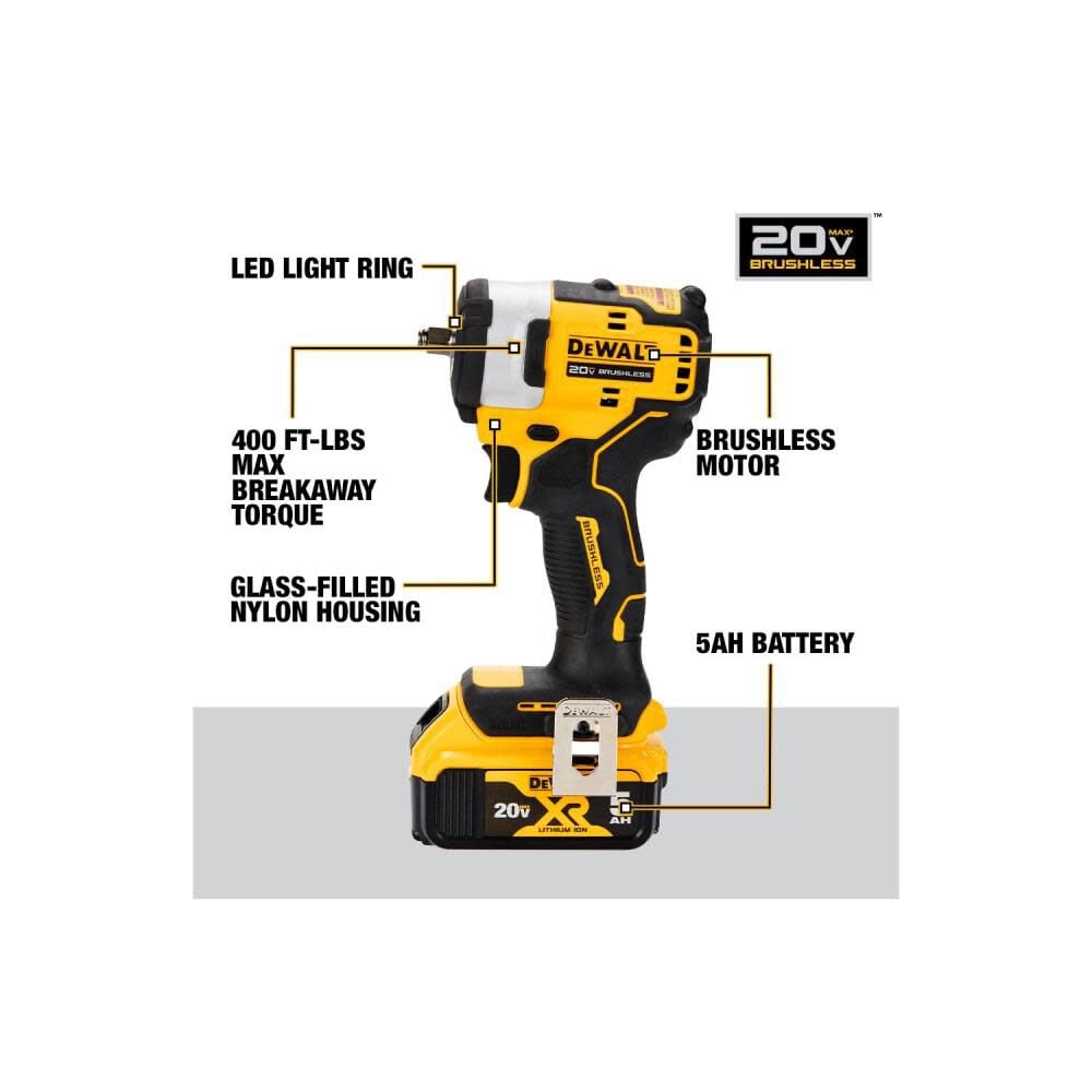 DEWALT 20V MAX Impact Wrench 3/8" Cordless Hog Ring Anvil Kit DCF913P2 from DEWALT