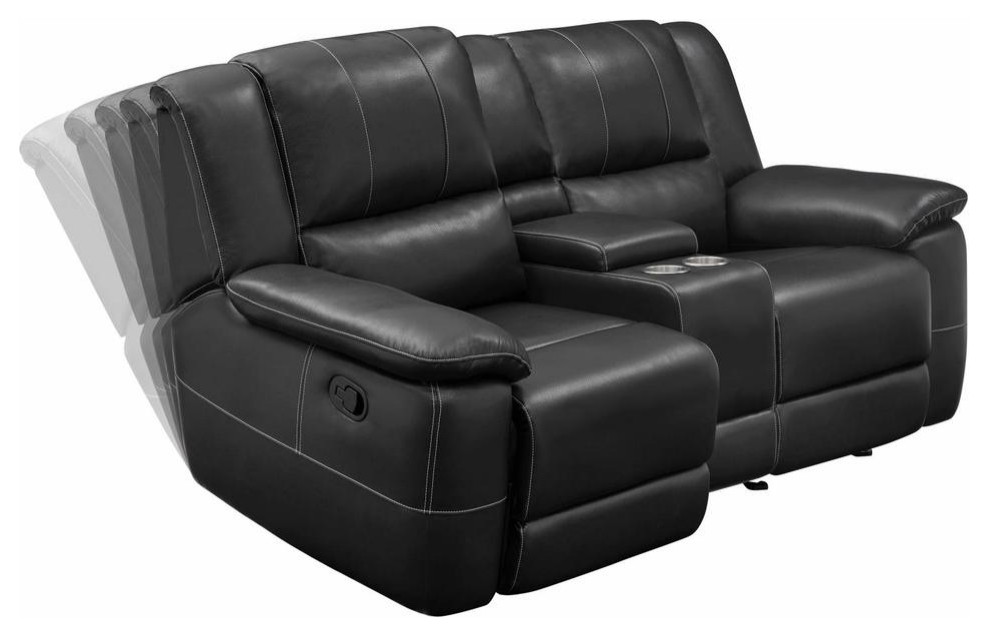 Lee Glider Loveseat With Colsole Black   Contemporary   Sofas   by BisonOffice  Houzz